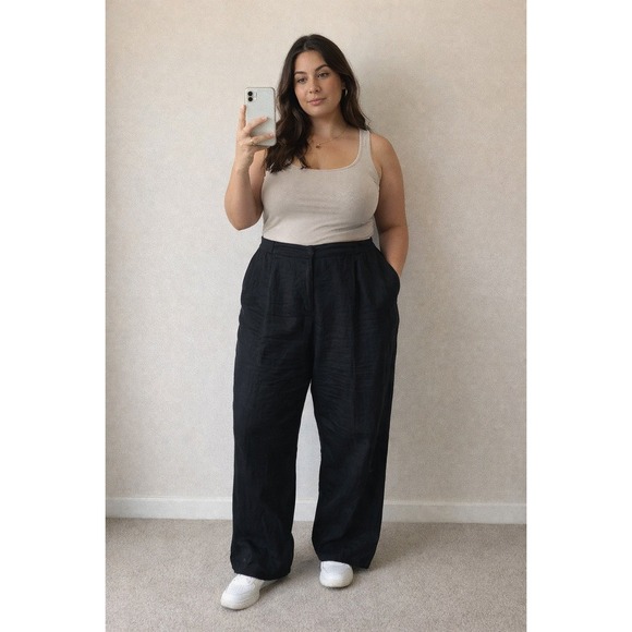 Jones New York Pants - Jones New York Women Linen Pants 24W Black Trousers Coastal Quiet Luxury Classic